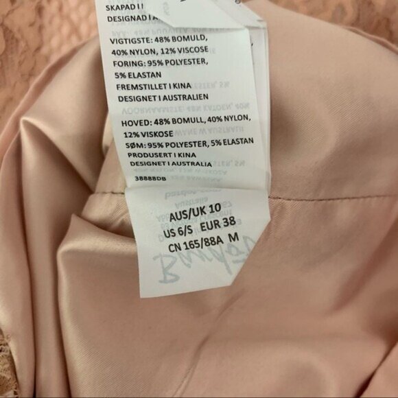 Bardot Pink Lace Midi Dress Womens 6 Spaghetti Strap Bodycon Cocktail Formal - Picture 7 of 8